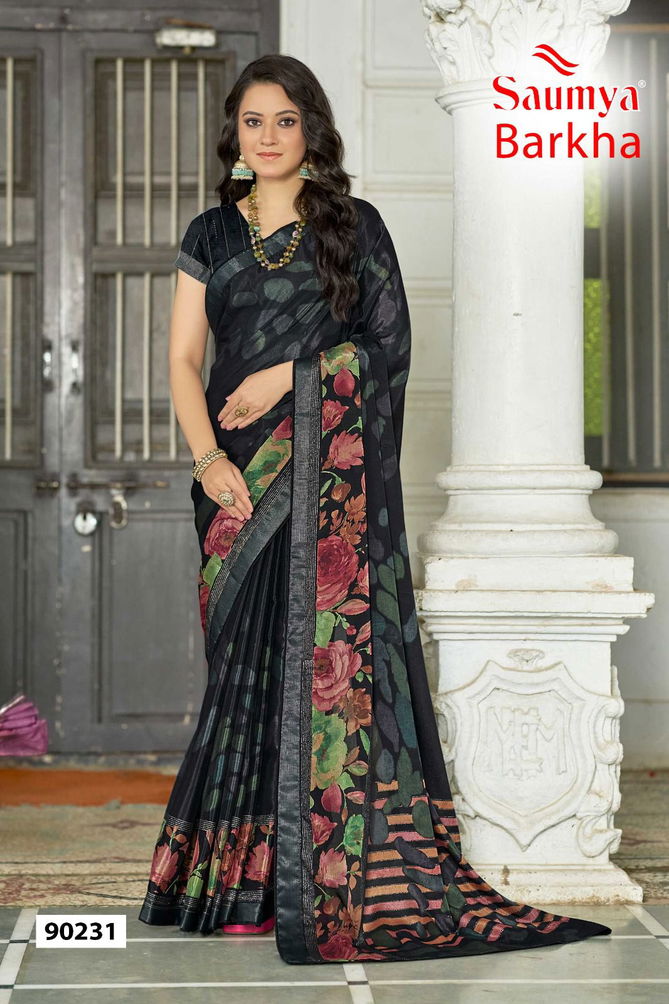 Barkha By Saumya Chinon Viscose Printed Sarees Suppliers In India